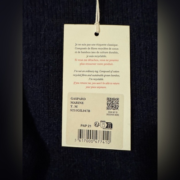 Sézane GASPARD Cardigan in Navy size Medium New with Tags - Picture 4 of 5